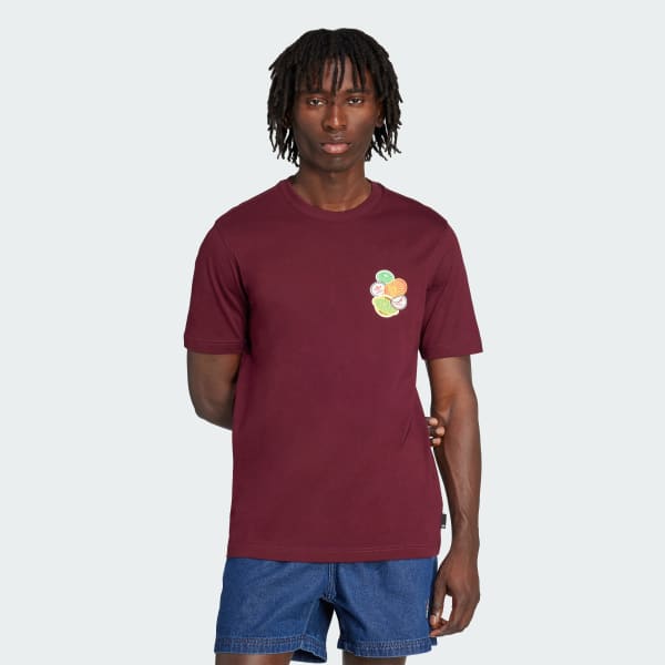 Burgundy T-shirt Longgar Seri Trefoil