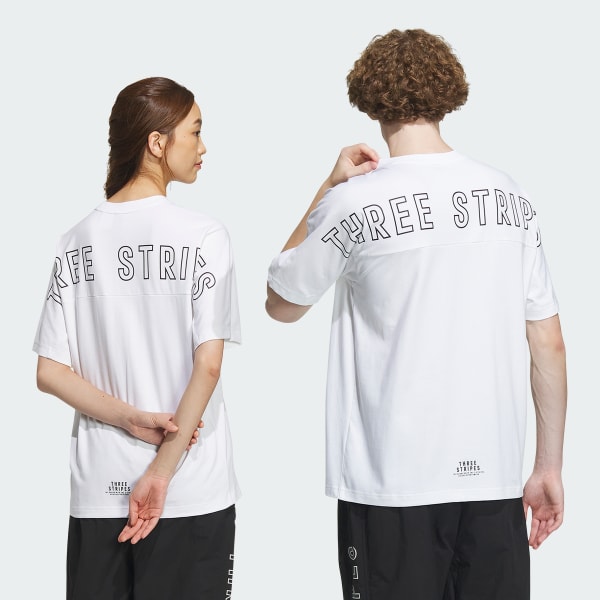 สีขาว เสื้อยืดผ้าซิงเกิลเจอร์ซีย์แขนสั้นเนื้อหนาทรงหลวม Wording