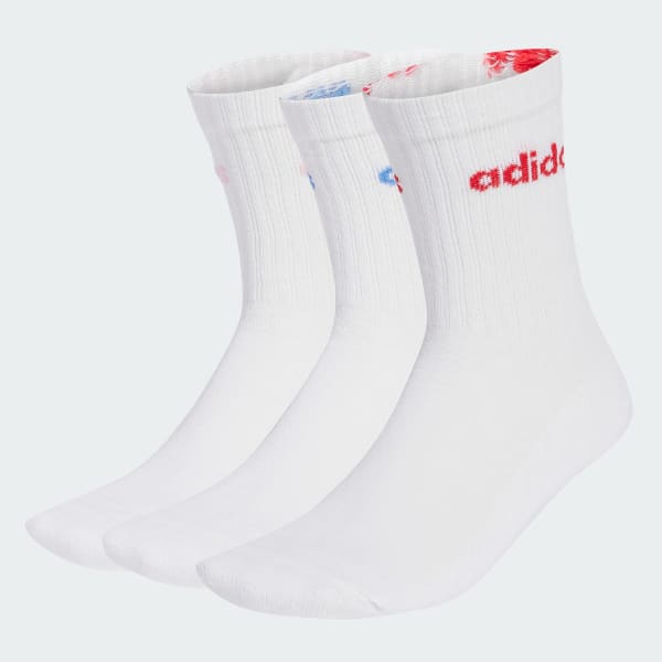 White 리니어 크루 쿠션 양말 3켤레