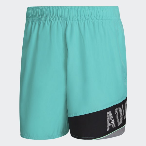 Turquoise Wording Swim Shorts VA313