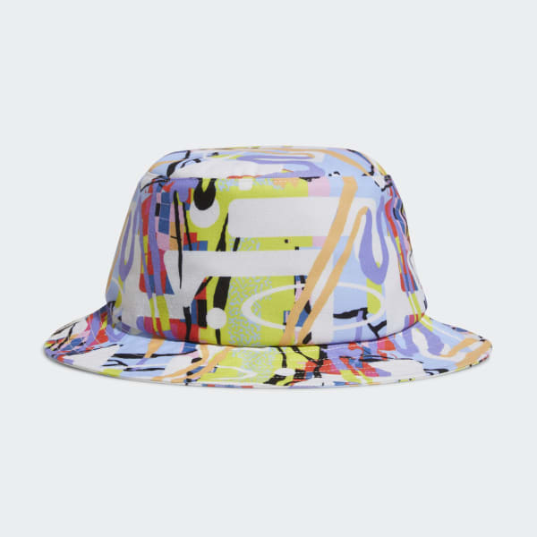 Beige Love Unites Allover Print Bucket Hat