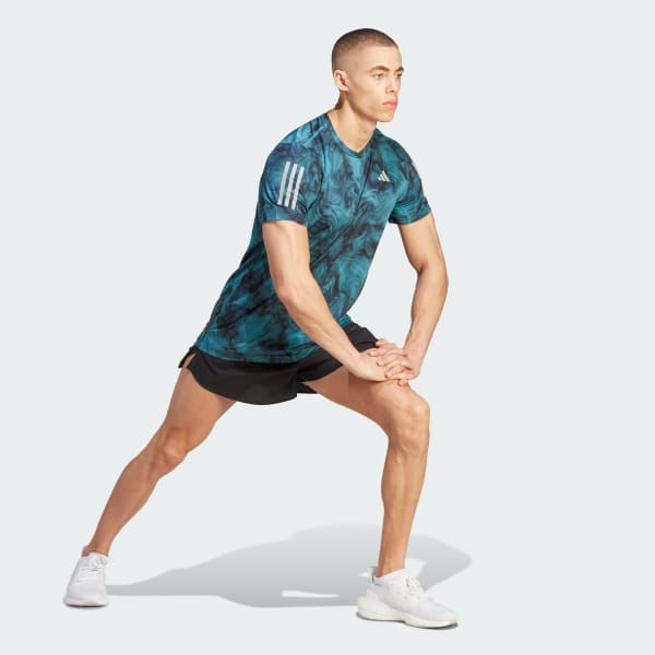 Turquoise Own the Run Allover Print Tee