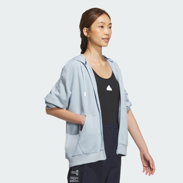 ブルー ワーディング ルーズフィット フリース フルジップパーカー