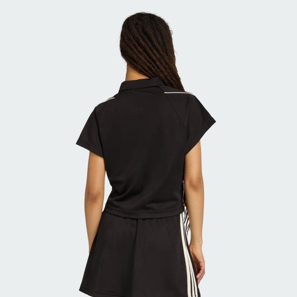 Nero Polo jacquard Stadium ispirata al tennis con le 3 Strisce