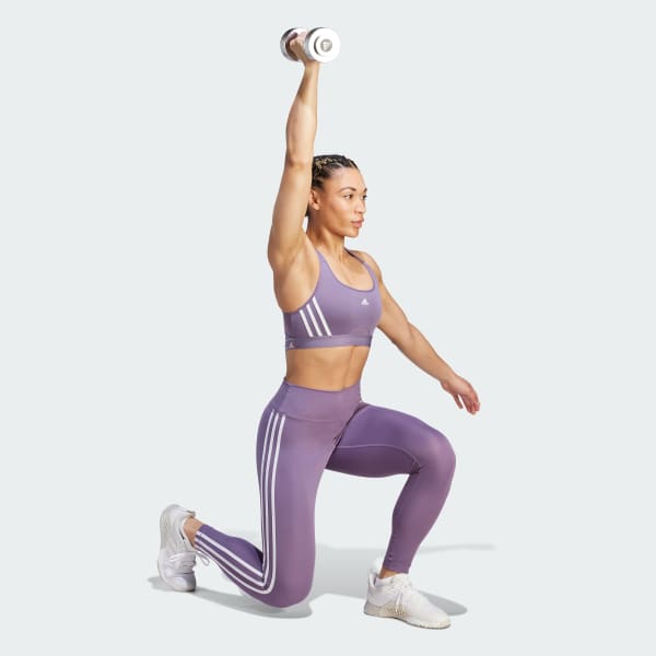 Purple Train Essentials 3-Stripes High-Waisted 7/8 Leggings