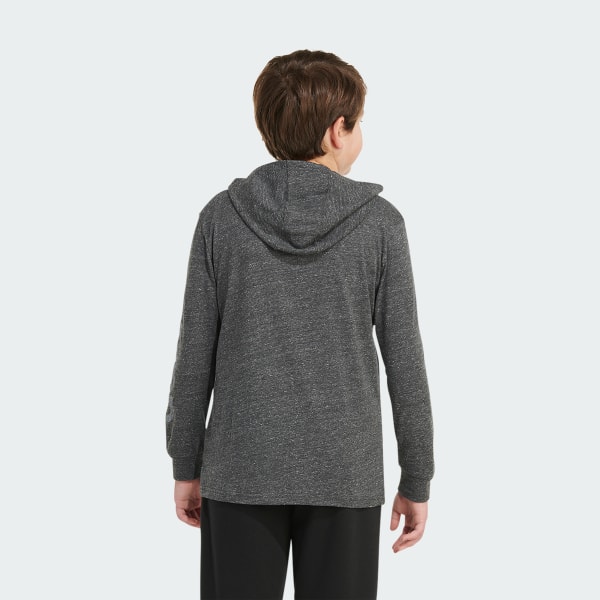 adidas Long Sleeve Snow Heather Hooded Tee Extended Size Grey