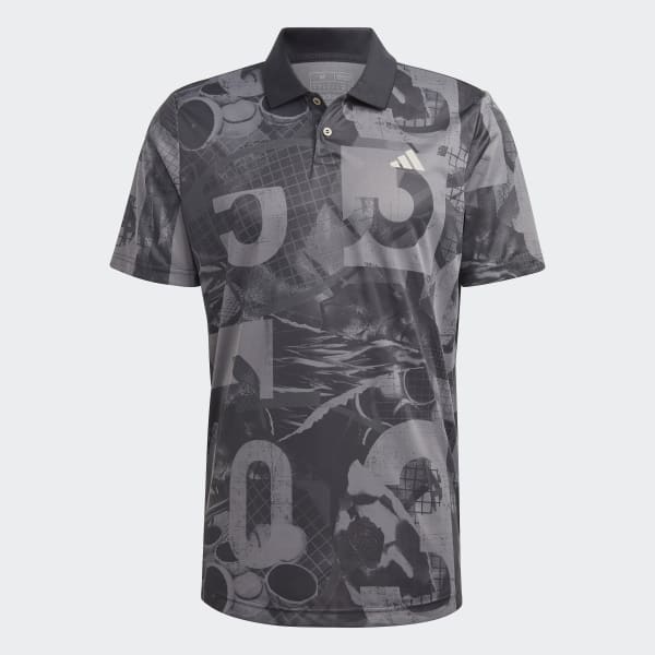 Grey Club Tennis Graphic Polo Shirt
