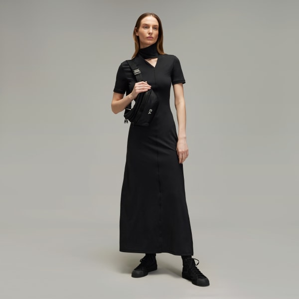 Black Y-3 Fitted Neck Closure Dress
