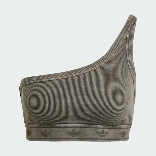 Black Ribbed One-Shoulder Top