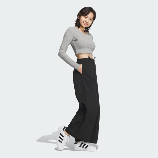 adidas Atlanta Wide Leg Track Pants - Black | adidas Singapore