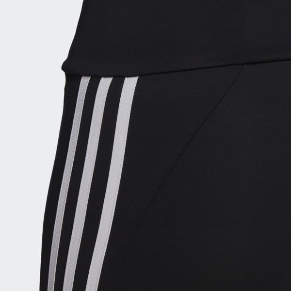 สีดำ กางเกงเลกกิ้งเจ็ดส่วนเอวสูงสไตล์สปอร์ต Designed to Move 3-Stripes