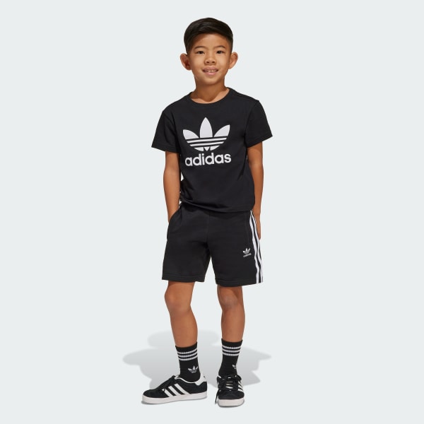 Hitam Setelan Tee & Celana Pendek Adicolor Kids