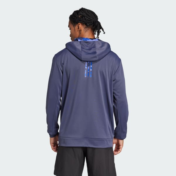 Blu Felpa con cappuccio Train Essentials Camo Full-Zip