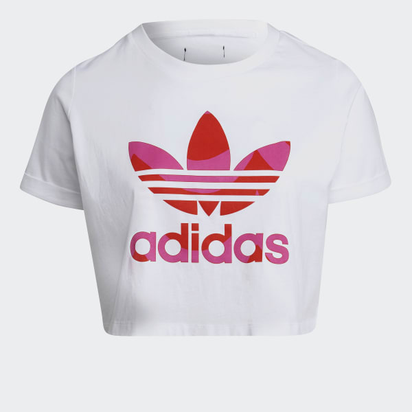 White Marimekko Trefoil Infill Cropped Tee (Plus Size) KMK01