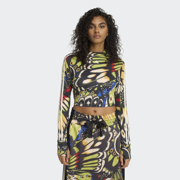 トップス RIO Camisa Adidas x Farm Rio Cropped Dourado/Azul - NewSkull