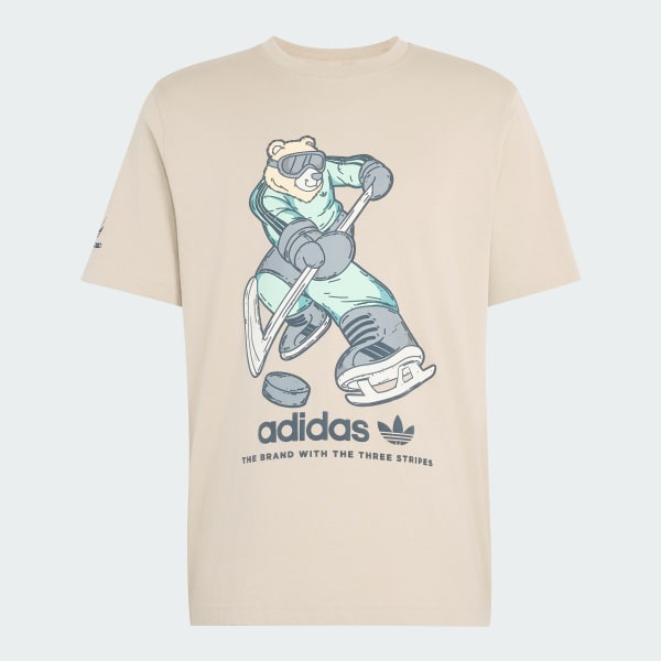 Beige Hockey Bear Graphic T-shirt