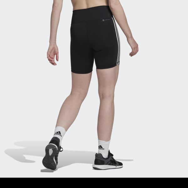 Zwart Training Essentials 3-Stripes High-Waisted Korte Legging