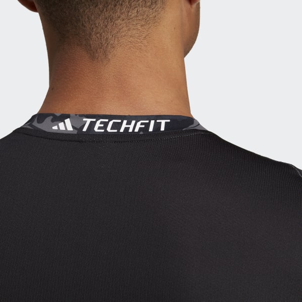 Schwarz Techfit Allover Print Training T-Shirt