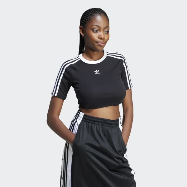 Adidas 3 Stripes Baby Tee Black A S Women Lifestyle Shirts