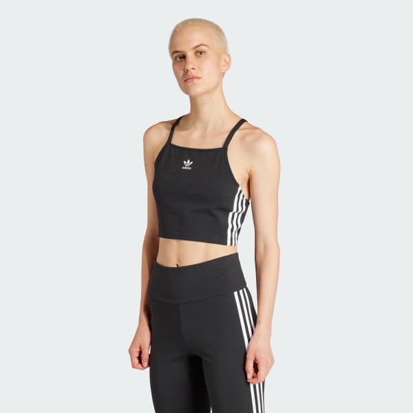 Preto Top Curto 3-Stripes Adicolor