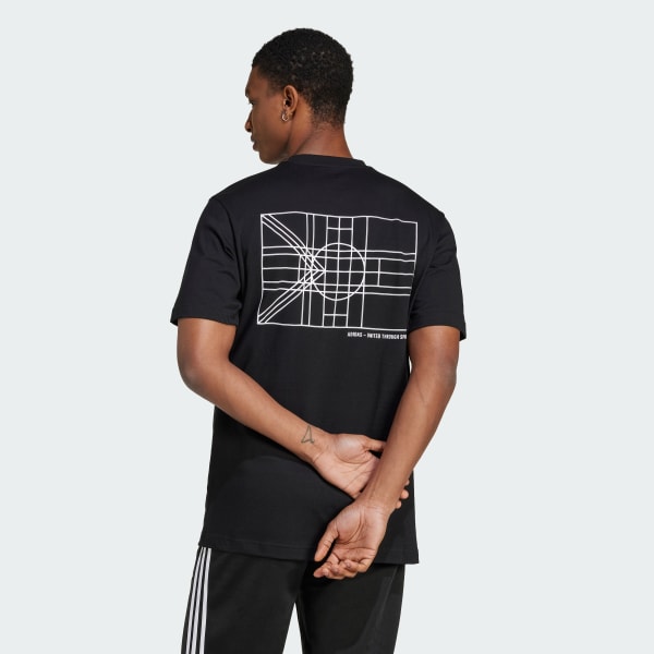 สีดำ เสื้อยืดพิมพ์ลาย House of Tiro Nations