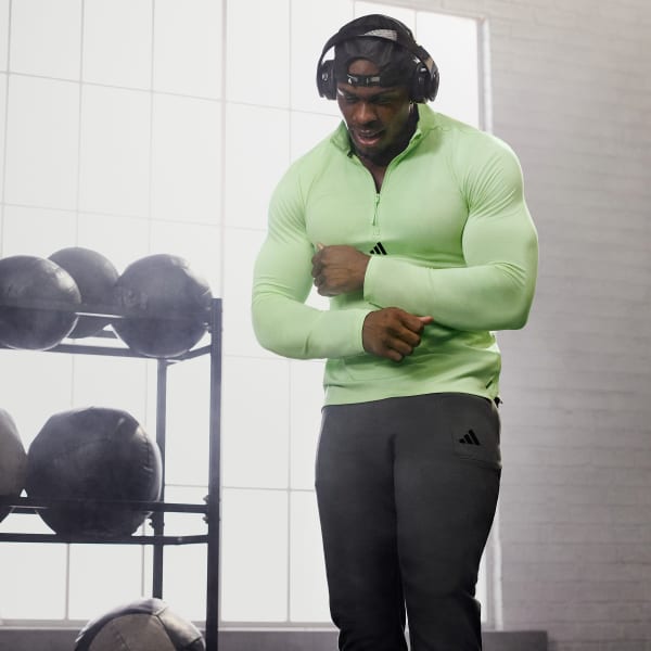 mau-xanh-la Áo Track Top Tập Luyện Khóa Kéo 1/4