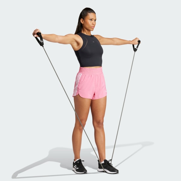 Rose Short de training taille haute Pacer 3 bandes