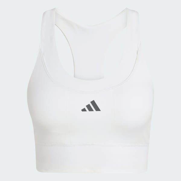 adidas Run Pocket Medium Support Bra - White | Free Shipping