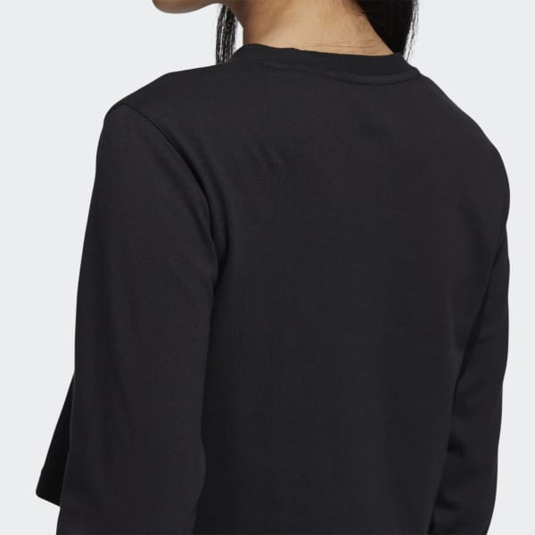 Black Holiday Graphic Cropped Long Sleeve Tee JLS77