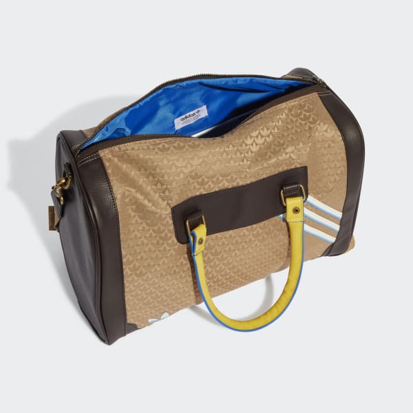 adidas Originals 'adicolor 70s' unisex monogram duffle bag in brown