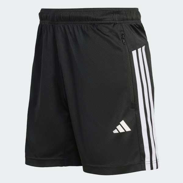 Black WORKOUT ESSENTIALS BASE 3-STRIPES PIQUE SHORT 7inch