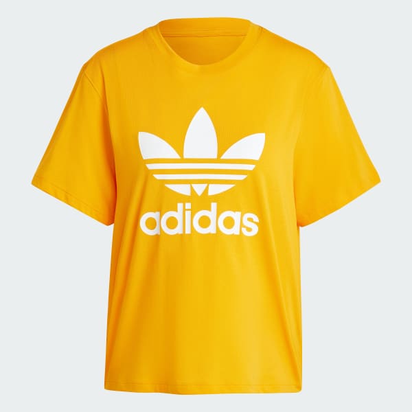 สีส้ม เสื้อยืดทรงบ็อกซี Adicolor Trefoil