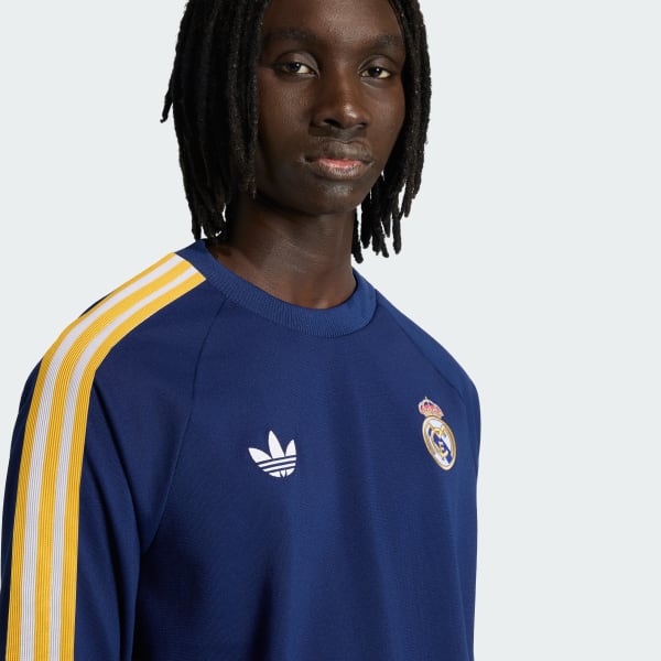 adidas Real Madrid Originals Long Sleeve T-Shirt - Blue | Free