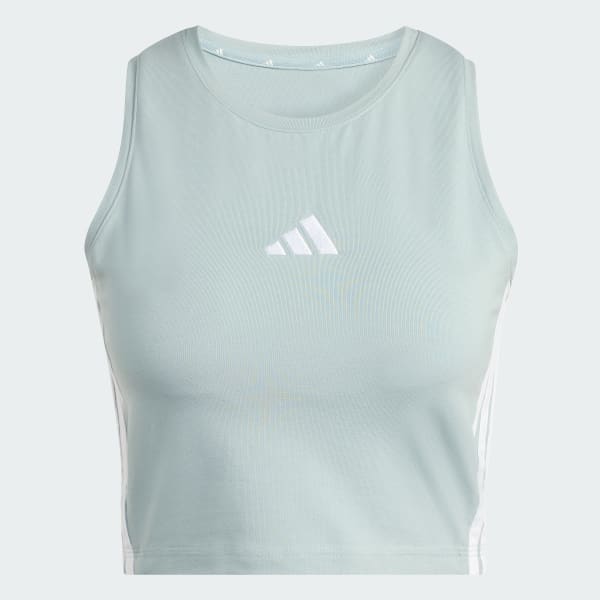 Green ESSENTIALS 3-STRIPES PADDED TANK