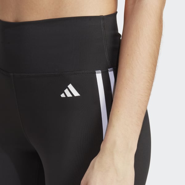 Noir Legging 3/4 taille haute à 3 bandes Train Essentials