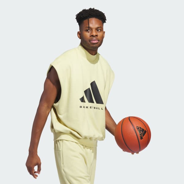 Yellow Basketball Sueded Sleeveless Sweatshirt