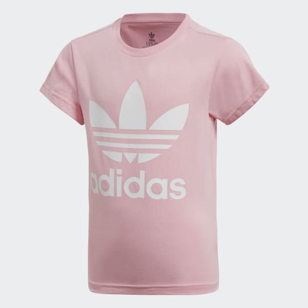 white adidas shirt with pink logo