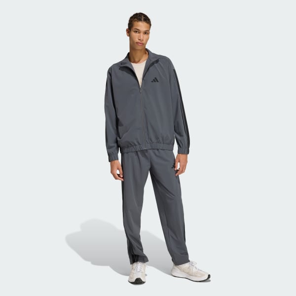 Grey 3-스트라이프 우븐 레귤러 핏 트랙 탑