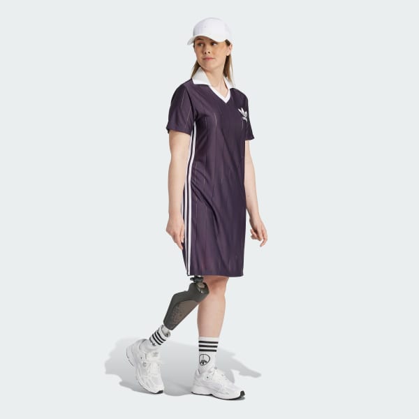 Purple Adicolor 3-Stripes Pinstripe Dress