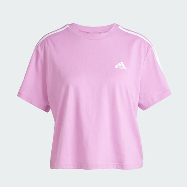 Μωβ Essentials 3-Stripes Single Jersey Crop Top