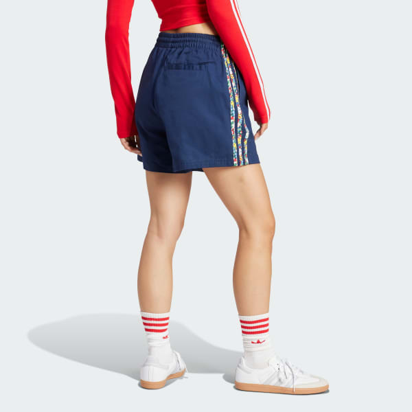 Blue adidas Originals x Liberty London 3-Stripes Infill Shorts