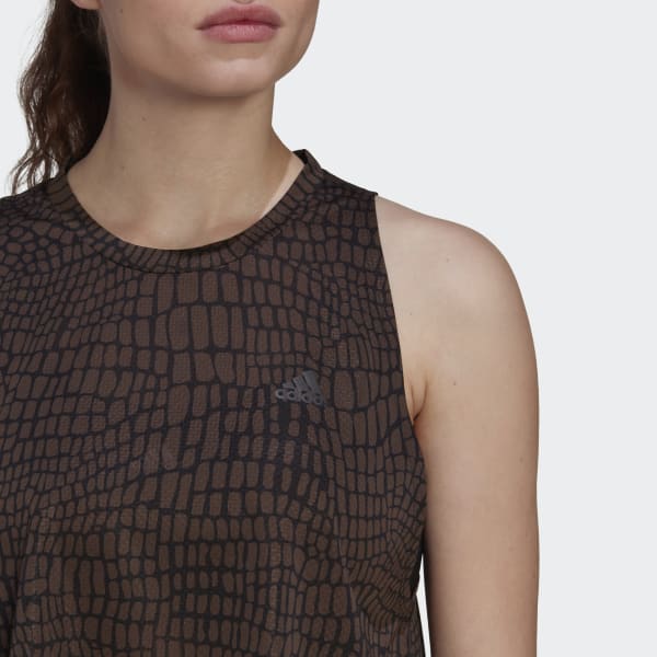 Black Run Icons Crocodile Print Running Tank Top JG906