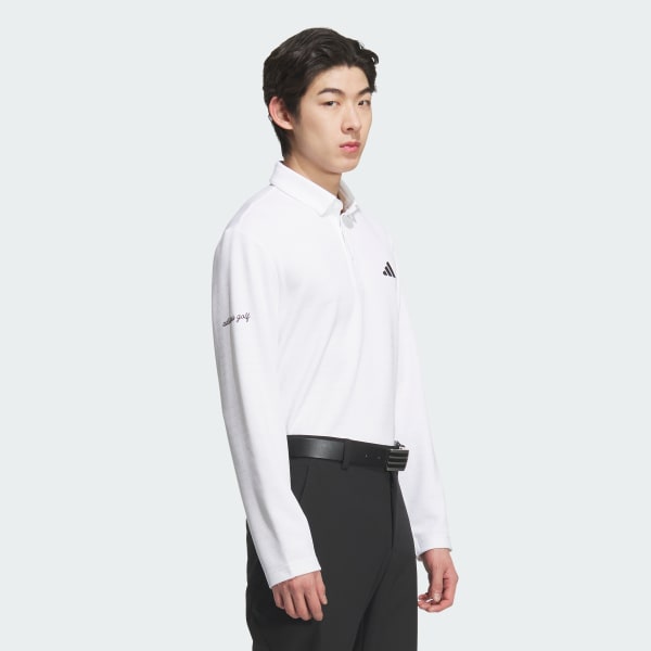 White Monogrum Long Sleeve Polo Shirts