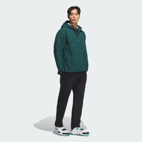 Green 1/4 지퍼 패디드 풀오버 롱 슬리브