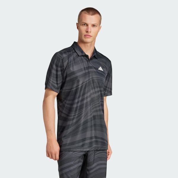 Đen Áo Polo Graphic Tennis Climacool Club