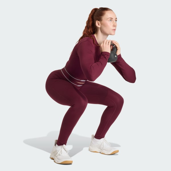 Burgundy Hyperglam Cropped Long Sleeve T-shirt