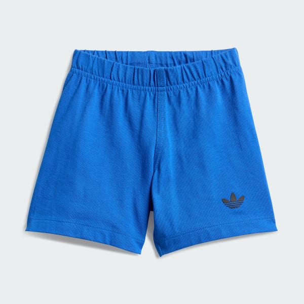 Azul Conjunto de T-shirt e Calções com Logotipo Grande Infantil