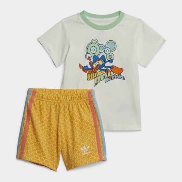 Branco Conjunto de T-shirt e Calções