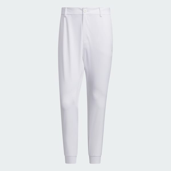 White Ripstop Rib-Hem Ankle Pants