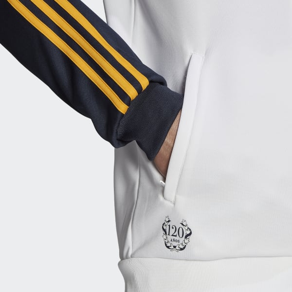 Weiss Real Madrid DNA 3-Streifen Trainingsjacke MLW55